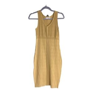 Royal Party Women’s  Yellow Knit BodyCon Knee Length Tank Dress EUC free Size
